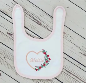 Floral Heart Towelling Bib