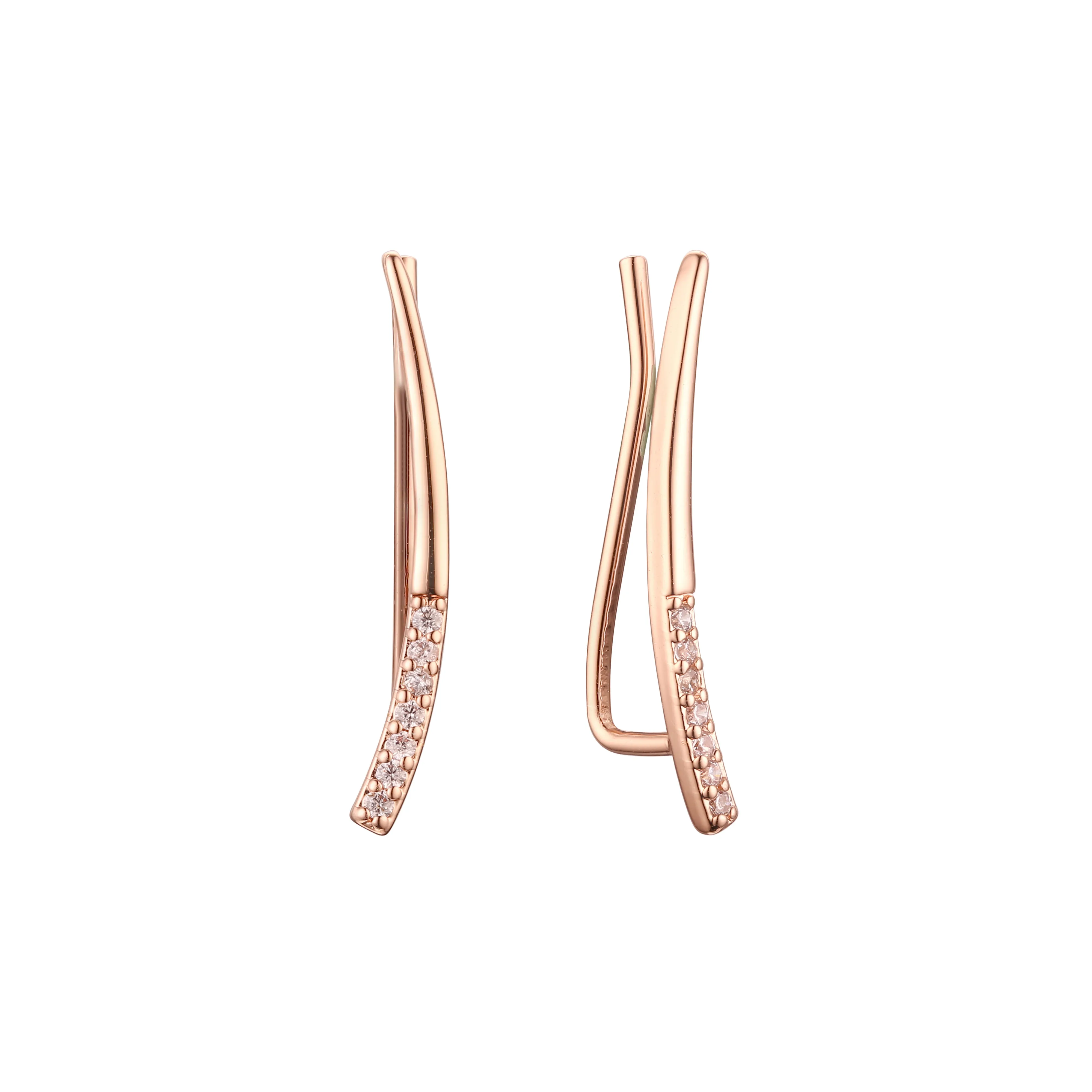 .Minimalism style Rose Gold crawler earrings