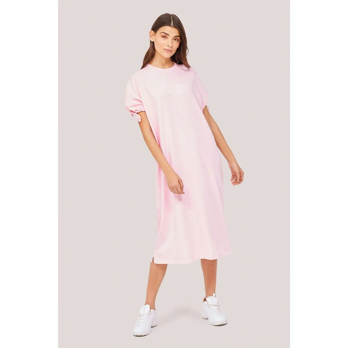 Pink Printed Midi Dress